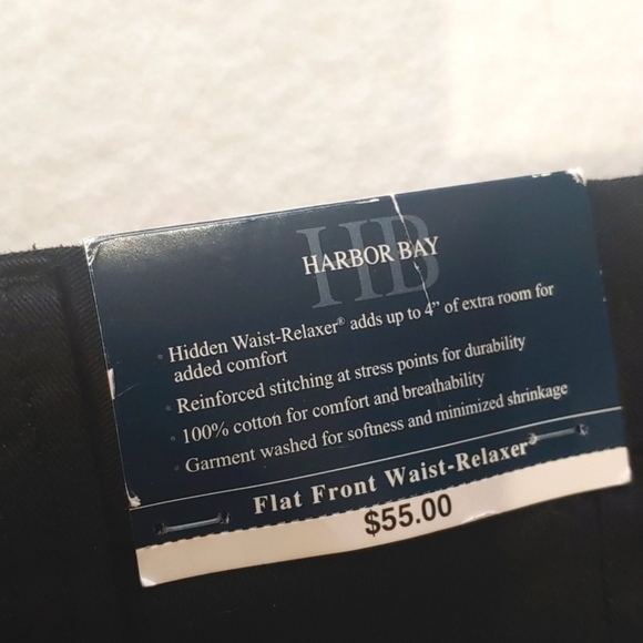 NWT Harbor Bay Black Men's Flat Front Slacks Pants Size 38" x 34" - Picture 4 of 9